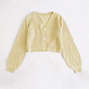 Button Front Crop Cardigan